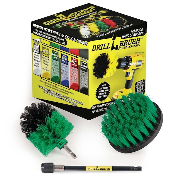 Drill Brush Power Scrubber By Useful Products 5 in W 5 in L Brush, Green G-S-4M-5X-QC-DB - main